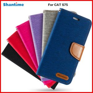 Frames Pu Leather Flip Étui pour Cat S75 Bunding Analyse For Cat S75 Carte Holder Silicone Photo Fild Caxe de portefeuille