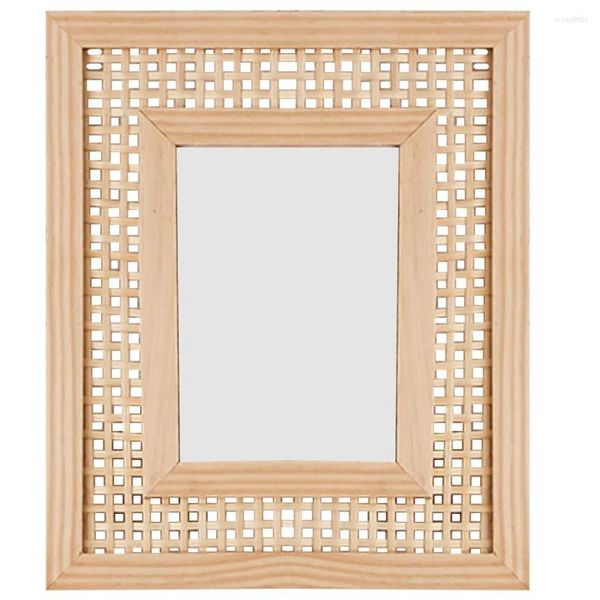 Frames Cadre d'image tissé en rotin boho décor bureau de bureau décorations en bois massif ornement