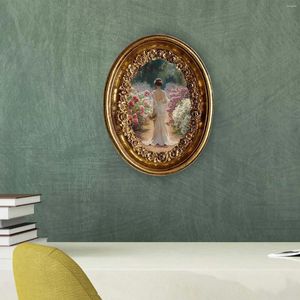 Frames Resin Oval Picture Cadre 14.8x18.7 cm Mur ou table monté à la main avec une décoration de maison de crochet pour les mariages décor polyvalent