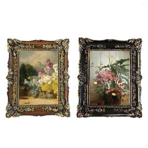 Frames Cadre d'image en résine 5x7 Vintage Floral Floral PO en relief pour décoration intérieure