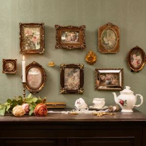 Frames retro European Relief Photo Frame Residentiële wanddecoratie Picture Frames Literair licht luxe gesneden fotolijst voor muur