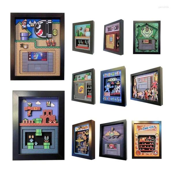 Frames Retro Picture Frame Unique 3D Shadowbox Art Nostalgic Arcade Games Mur décor décoratif pour la maison