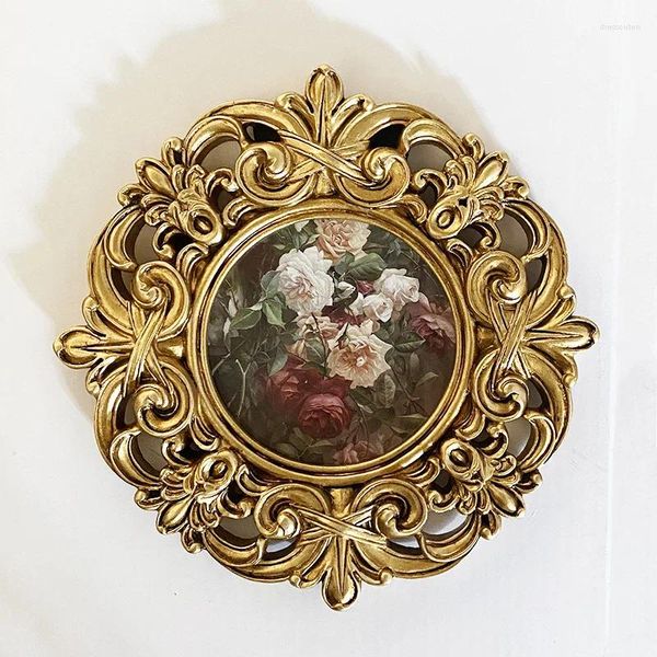 Frames Small Antique 3 X Round Picture Frame Mini Vintage Ornate Po Galerie Old Fashioned Art Deco Bronze Gold