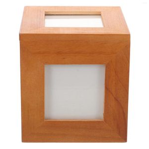 Frames Square Wood Box PO Cadre Office Office Gifts Holder Pine Photo pour le bureau au travail