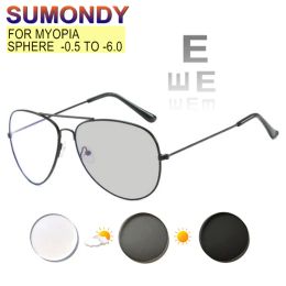 Frames Sumondy Myopia Lunettes Prescription 0,5 à 8.0 Femmes Femme Men Frame d'alliage photochrom anti-Blue Rayon Proche et astigmatisme UF51