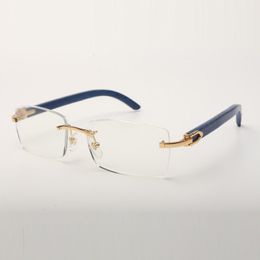 monturas Gafas de sol 35012 con patas de madera azul y lente transparente de 56 mm 4OEY