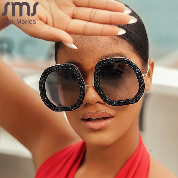 Marcas Gafas de sol marcas Gafas de sol de gran tamaño Diamante de lujo Luxury Crystal Sun Gafas Men UV400 Sombras Eyewear Hipster 2
