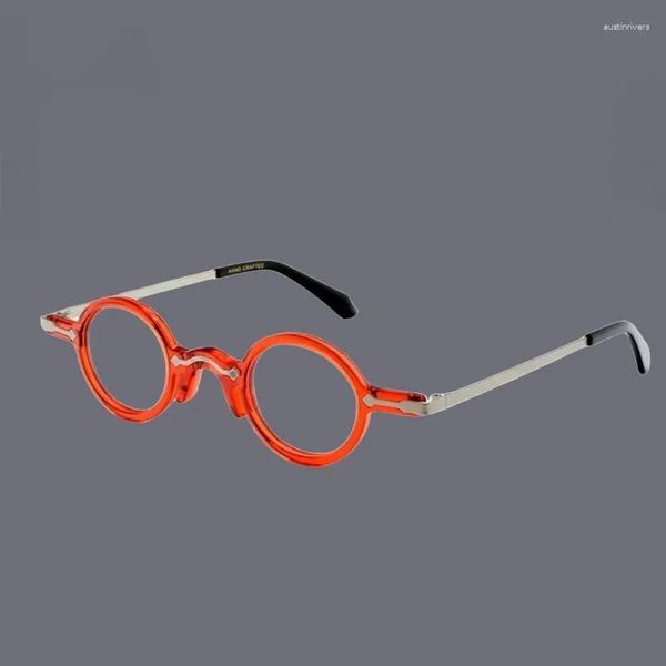 Monturas de gafas de sol para mujer, montura redonda de acetato para gafas, gafas de cara pequeña hechas a mano, accesorios de película de Hip Hop, lentes ópticas de cristal