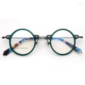 Cadres Lunettes de soleil unisexe 2024 faites à la main Vintage vert lunettes cadre métal rond myopie oeil pour hommes optique anti lumière bleue grande femme en ligne homme