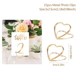 Cadres de table décor coeur support de carte de mariage fournit 15pcs 35 28 mm Gold / rose Gold / Silver Iron Numéro Numéro