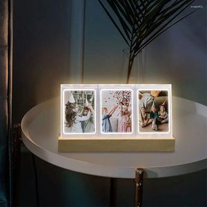 Frames Transparent Cadre PO de lumière LED en acrylique pour Fujifilm Instax mini 3 pouces Film instantané Caméra Picture Picture Holder DÉCOR DE DÉCORD