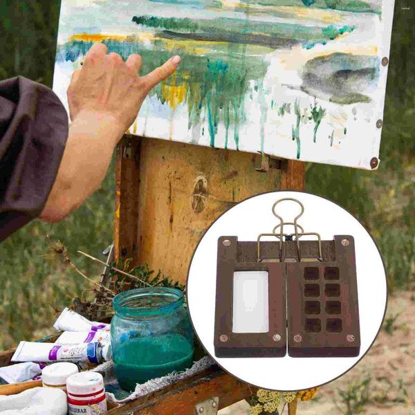 Frames Palette de boîtier de mélange pigmentaire aquarelle 8 Color Boîte de peinture en bois Voyage portable