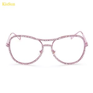 Cadres en gros 147mm surdimensionné strass décoratif lunettes transparentes cadre diamant lunettes cadre lunettes lunettes transparentes Wome