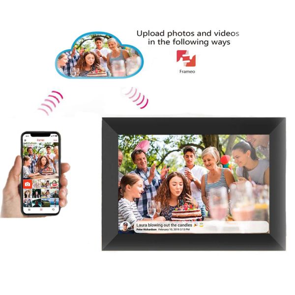 Frames WiFi Frameo Frame photo numérique 10,1 pouces 32 Go Smart Digital Picture Frame avec 1280x800 IPS HD Touch Screen