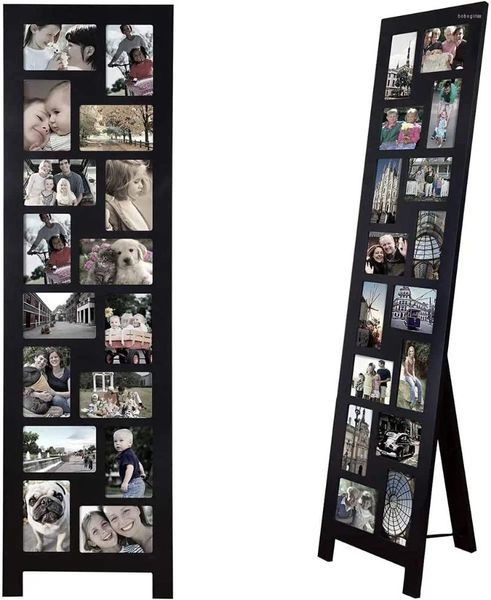 Frames Wood Screen Style Collage Picture PO Frame 16 ouverts Decorative Plancher debout Easel 4 x 6 pouces 1 pc
