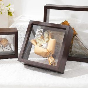 Frames Cadre d'image en bois décor de la maison transparent carré art fleur séchée flottante (pas de fleurs)