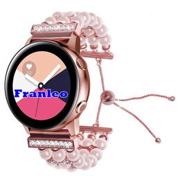 Fran-QB Femmes WristStrap pour active 2 Galaxy Watch 41mm 42 mm Bande de perles de sangle de diamant pour Gear Sport GT2 42mm 240402
