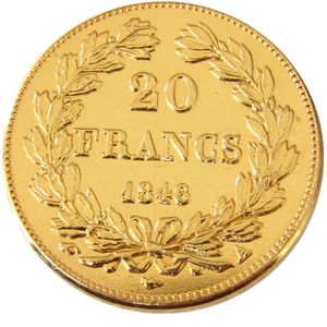 France 20 France 1846A copie plaquée or pièce de monnaie décorative matrices en métal fabrication prix d'usine