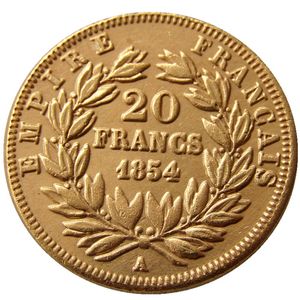 France 20 France 1854A copie plaquée or pièce de monnaie décorative matrices en métal fabrication prix d'usine