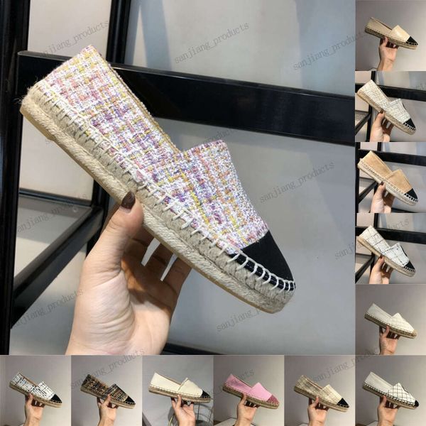 Marca de Francia Zapatos de pescador delicados Mujer Alpargatas acolchadas Zapatos c Costuras de paja Pisos de goma Mujeres Oxfords Zapatillas de cuero Mujer Mocasines de diseñador de lujo