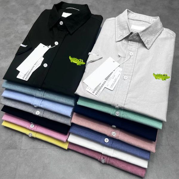 Camisas de alta calidad de los diseñadores de los hombres de la marca de Francia Cuello de pie de algodón clásico con camisa de polos Lac de malla bordada de cocodrilo pequeño