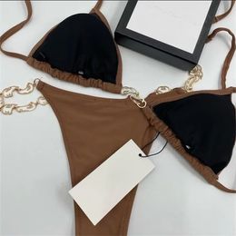 Diseñador de Francia, bikinis para mujer de alta calidad, conjunto sexy de dos piezas con estampado, hermoso bikini transparente de lujo FF traje de baño 3333