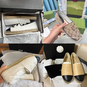 France Designer Chaussures Femmes Pêcheur Chaussures Denim Sapatos Espadrilles Paille Mocassins Talons Plats Chaussures canal Lazy Mocassins sandales Lady Lin pantoufles