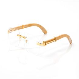 France mode lunettes de soleil sport sans monture jambes en bois lunettes de corne de buffle pour hommes femmes lunettes lunettes en bois de bambou avec boîte rouge L280A