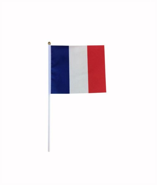 Drapeau de France Small Size Flag entier avec Pôle en plastique 1421cm Tissu de polyester France Nation Flag 100pcslot4663712