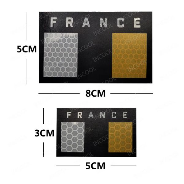 France française IR infrarouge Réflexion Patches Tactical Military Emblem Broids Badges Appliqués Stickers décoratifs Appliqués Strip