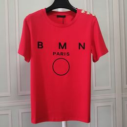 France Hommes T-shirts Imprimé Mode homme bouton en métal T-shirt Top Qualité Coton Casual Tees Manches Courtes Hip Hop Streetwear paris TShirts