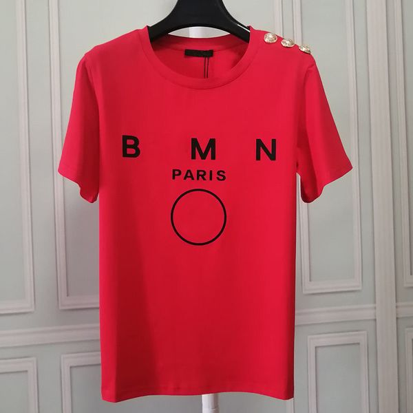 France Hommes T-shirts Imprimé Mode homme bouton en métal T-shirt Top Qualité Coton Casual Tees Manches Courtes Hip Hop Streetwear paris TShirts
