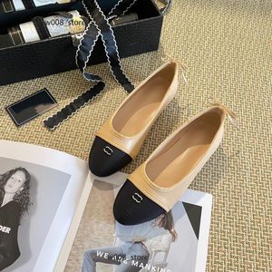 France Paris Designer de luxe Noir Ballerines Chaussures Femmes Marques Matelassé En Cuir Véritable Slip sur Ballerine Bout Rond Dames Robe Chaussures canal derme Zapatos