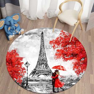 France Paris Tour tapis rond tapis de sol Tapis de cuisine Tapis en polyester décor Tapis de salon Petits tapis pour tapis de porte de chambre HKD230829