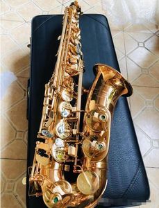 Marca Rollinsax Q3 Alto E Saxofón plano Instrumentos de latón Electroforesis dorado Saxofón alto con estuche de cuero