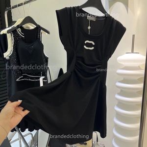 Frankrijk top luxe zomerjurk designer dames getailleerde jurken gothic plooirok A-lijnrok korte vestidos dameskleding mouwloze kilt Urban Sexy feestjurk
