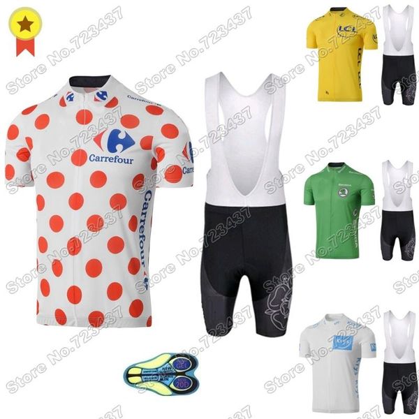 Conjunto De Jersey De ciclismo líder del Tour De Francia, ropa De lunares amarillo, verde y blanco, camisetas para bicicleta De carretera, traje, conjuntos De carreras Maillot MTB
