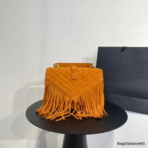 Frankrijk Womens Suede Fringe College Envelope Bags Met Kwastje Chevron Line V-stitch Top Handle Totes GHW Crossbody Shoulder F/W Multi Pochette Handtassen 24X6X17CM