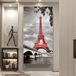 Pintura en lienzo de la Torre Eiffel de Franch, arte de pared, póster de paisaje arquitectónico moderno e imágenes impresas para la decoración del hogar de la sala de estar