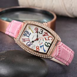 Franck Relojes de pulsera para mujer 2023 Relojes para mujer Tres agujas Cuarzo Wastch Top Marca de lujo Diseñador de diamantes Reloj Correa de cuero Moda Regalo de vacaciones FM