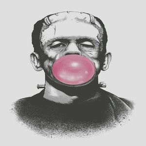 Frankenstein soufflant une grande bulle de gomme rose peintures à bulles Art Film impression affiche en soie décor mural à la maison 60x90cm259u