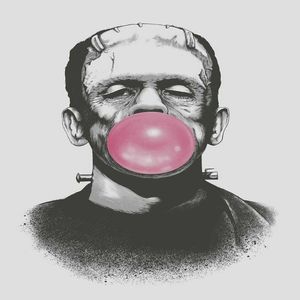 Frankenstein soufflant une grande bulle de gomme rose peintures à bulles Art Film impression affiche en soie décor mural à la maison 60x90cm227I