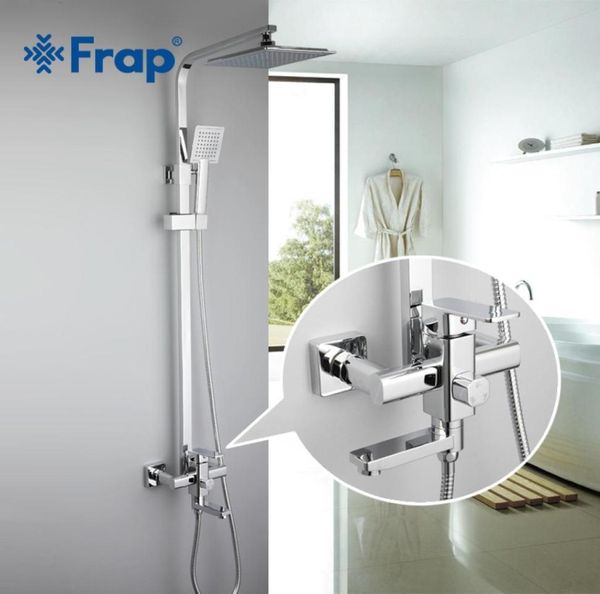 Frap 1 ensemble de robinets de douche à effet pluie pour salle de bains, mitigeur à poignée unique avec pulvérisateur à main, ensembles de douche de bain muraux F2420 T20072354504