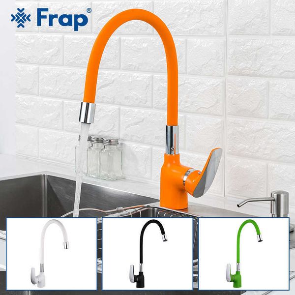 FRAP Robinet de cuisine 4 couleurs Gel de silice Nez Cuisine Évier Robinet Mélangeur Robinet Robinets d'eau Mélangeur Moderne Pont Monté Tapware 210724