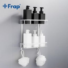 FRAP NUEVOS estantes de baño espacio aluminio 2 niveles estante de esquina ducha de ducha de saquy de almacenamiento de champú de champú soporte de cocina de pared Y380152 T206712090