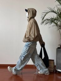 Jeans multi-poches lavés effilochés Retro Street Trend Men's Men Overs Support Lowe-Laig Lost-Leg 2023 New Y2K Ripped Salopets
