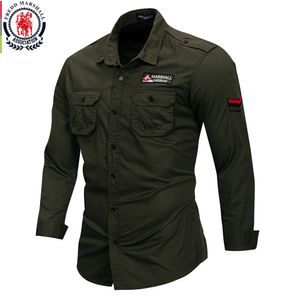 Fredd Marshall 100 coton chemise militaire hommes à manches longues tenue décontractée hommes Cargo chemises de travail avec broderie 115 240306