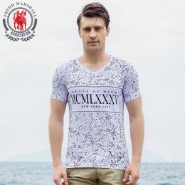 FREDD MARSHALL Marca Hombre Camisetas Hombre Algodón Cuello en V Manga corta Palabras Polka Dot Imprimir Moda Camisetas para hombre 309 210527