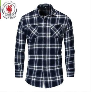 Fredd Marshall koszula Chemise Homme Noir Blanc À Carreaux Chemises À Manches Longues 100% Coton Chemise Homme Tenue Décontractée Chemise Homme FM173 210527