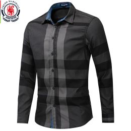 Fredd ztp 2023 nouvelle mode aléatoire Chemise à carreaux hommes à manches longues décontracté affaires dessus de chemise 100 coton Chemise